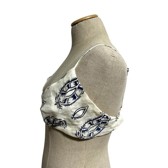 Johanna Ortiz Womens Sz 12 White Afternoon in Fez Linen Crop Bralette Top Cream - Picture 3 of 12